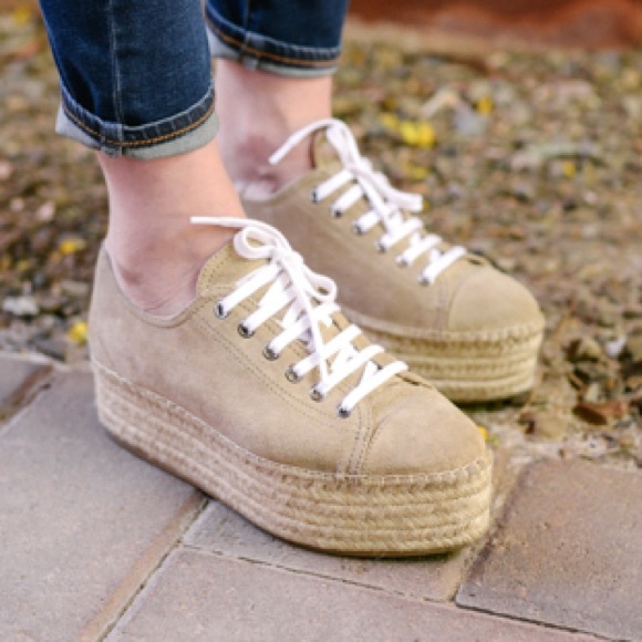 💕HP💕 Miu Miu Deserto Suede Espadrille Platform Sneakers - Picture 1 of 16